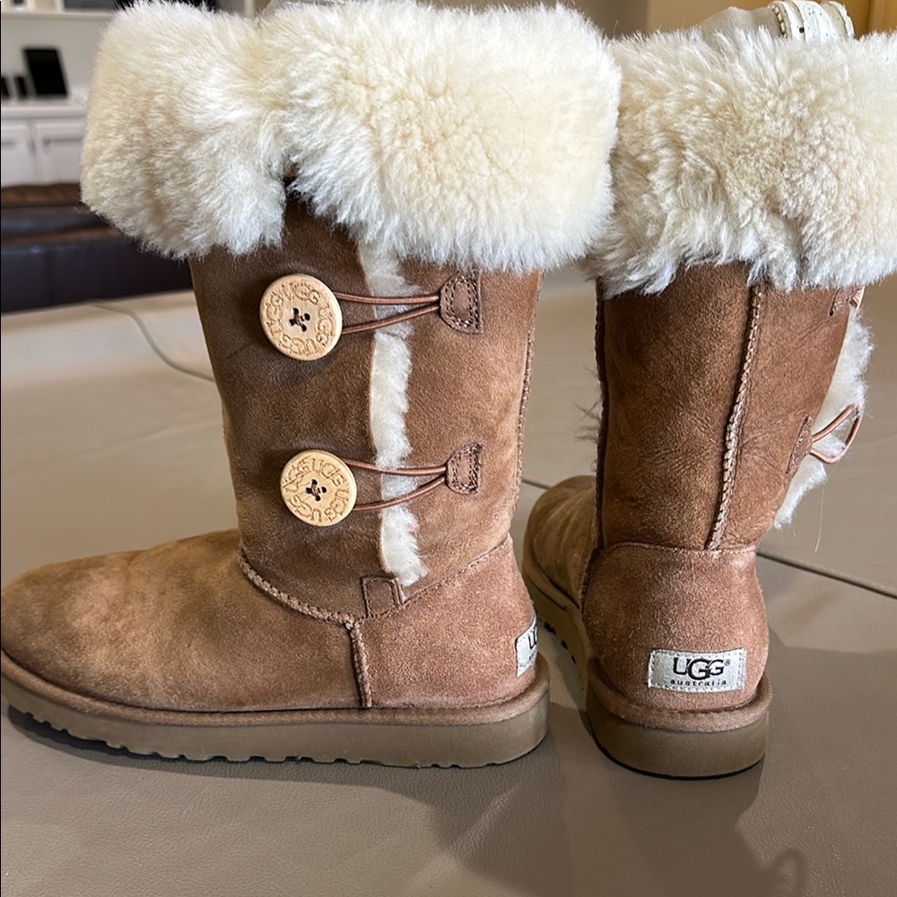 UGG Brown and Cream Shearling Boots